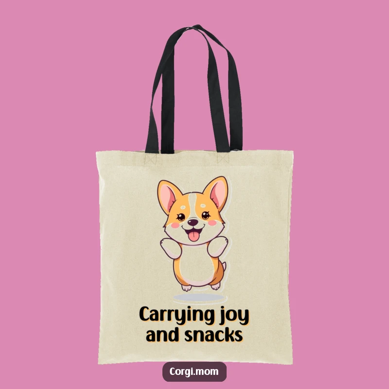 Funny Kawaii Corgi Hop Tote Bag, Carry the Fun