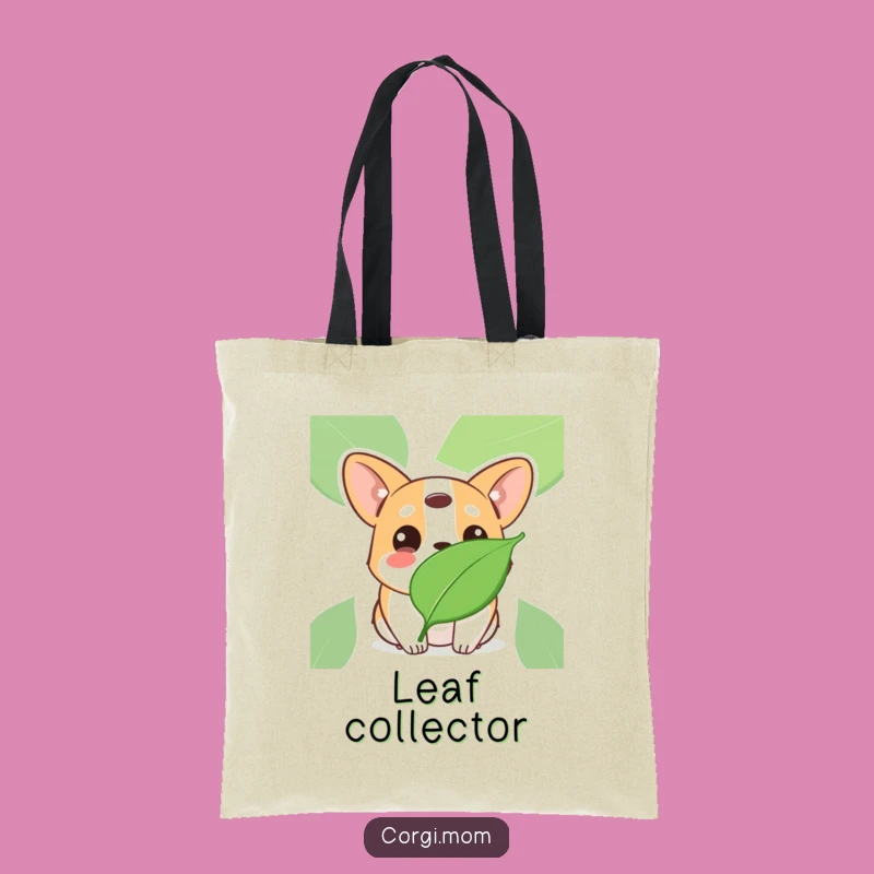Funny Kawaii Corgi Leaf Curiosity Tote Bag: Carry Your Wonder Everywhere