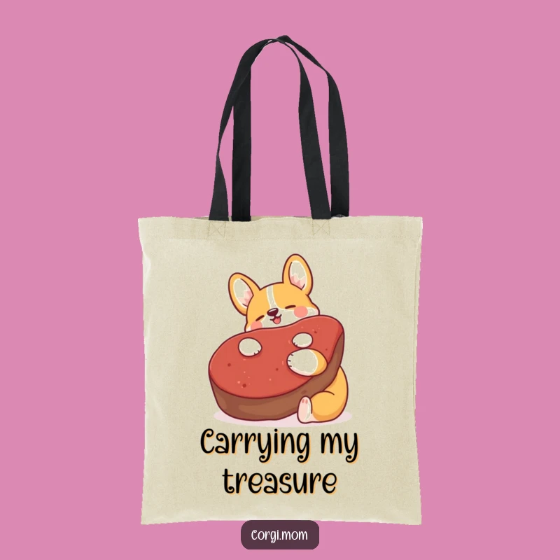 Funny Kawaii Corgi Steak Hug Tote Bag: Carry Your Essentials with Humor