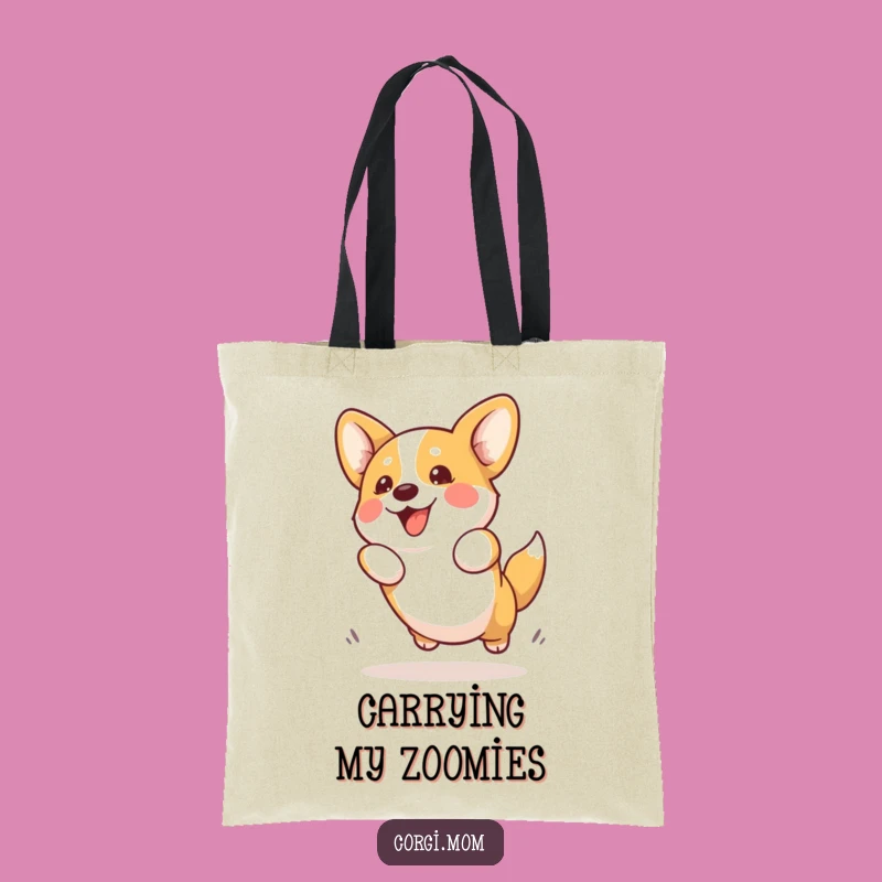 Funny Kawaii Corgi Tote Bag: Enthusiastic Jumper Carry-All Gift
