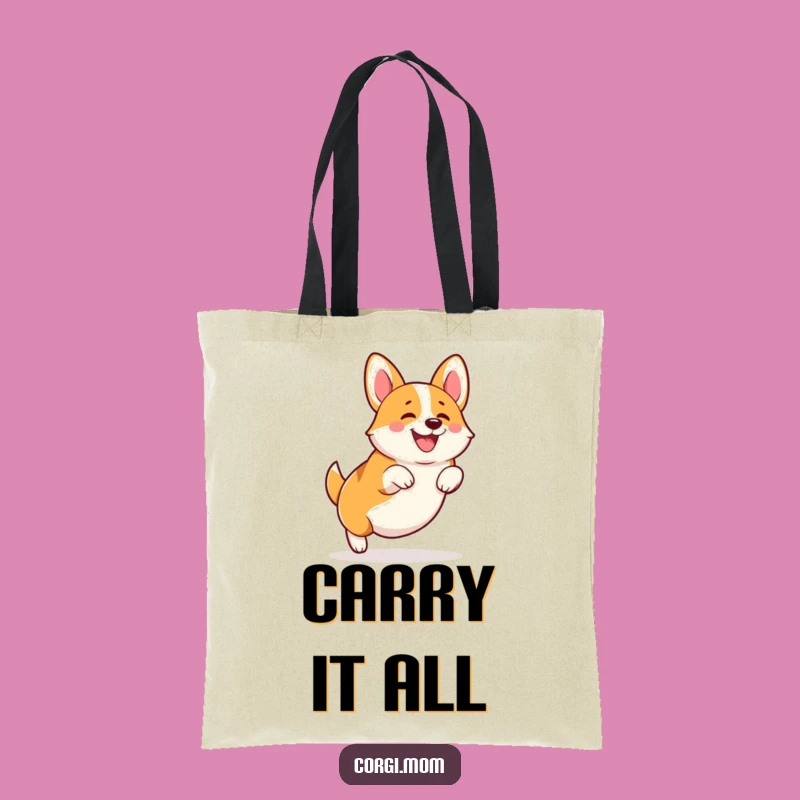 Funny Kawaii Corgi Tote Bag - Happy Leap Design - Practical Gift