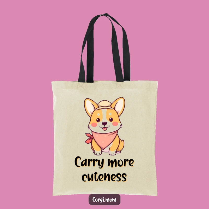 Funny Kawaii Corgi Tote Bag: Stylish Corgi with Bandana and Hat