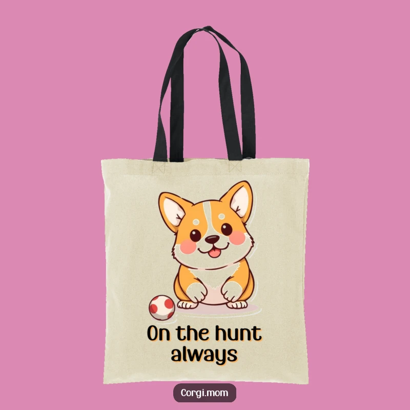 Funny Kawaii Corgi Tote Bag: Pounce Ready Hunter Carry-All